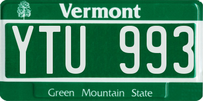 VT license plate YTU993