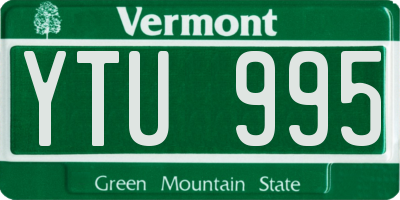 VT license plate YTU995