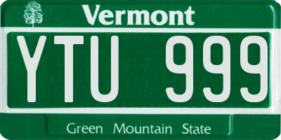 VT license plate YTU999
