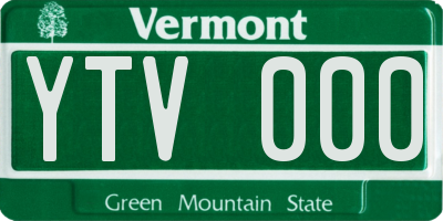 VT license plate YTV000