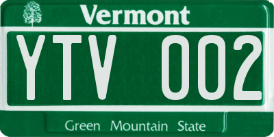 VT license plate YTV002