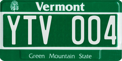 VT license plate YTV004