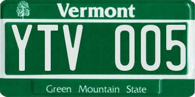 VT license plate YTV005