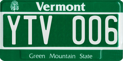 VT license plate YTV006