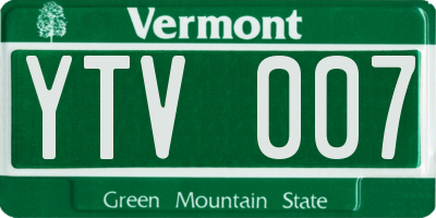VT license plate YTV007