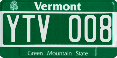 VT license plate YTV008