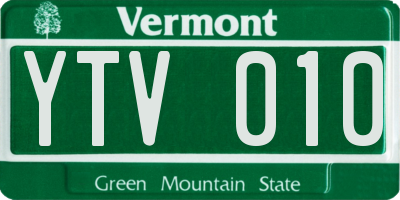 VT license plate YTV010