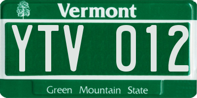 VT license plate YTV012