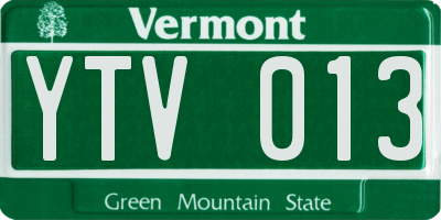 VT license plate YTV013