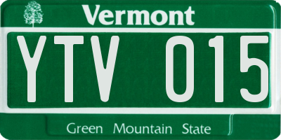 VT license plate YTV015