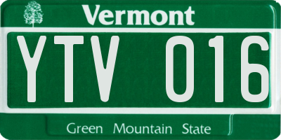 VT license plate YTV016