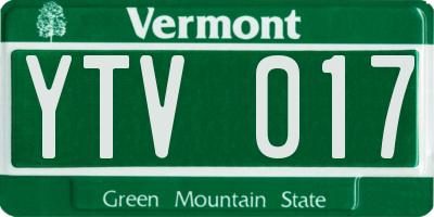 VT license plate YTV017