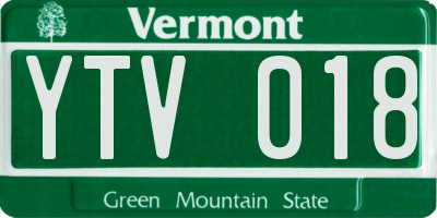 VT license plate YTV018