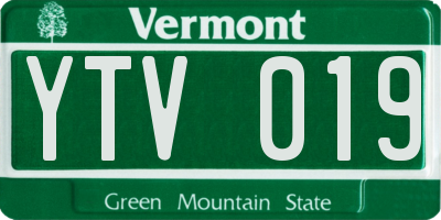 VT license plate YTV019