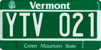 VT license plate YTV021