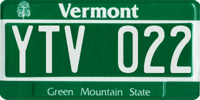 VT license plate YTV022