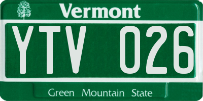 VT license plate YTV026