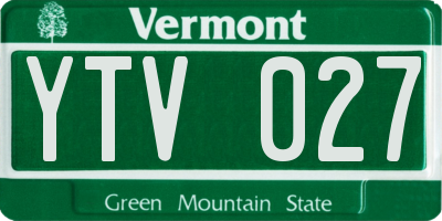 VT license plate YTV027