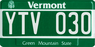 VT license plate YTV030