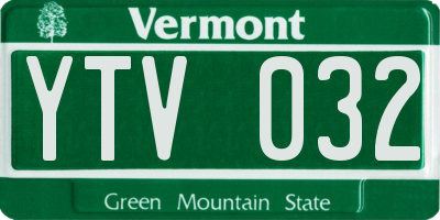 VT license plate YTV032