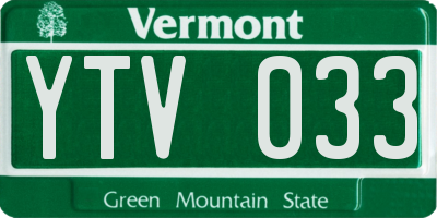 VT license plate YTV033