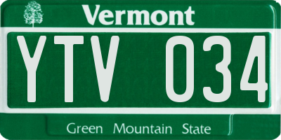 VT license plate YTV034