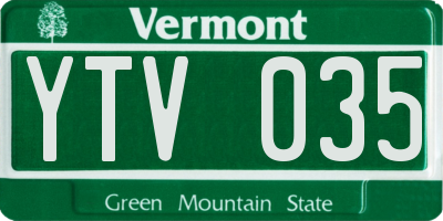 VT license plate YTV035
