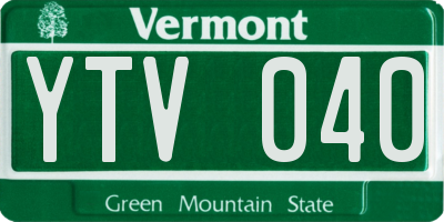 VT license plate YTV040