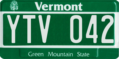 VT license plate YTV042