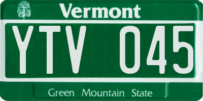 VT license plate YTV045