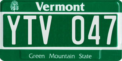 VT license plate YTV047