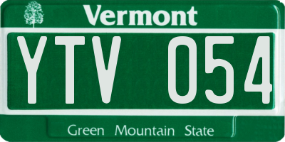 VT license plate YTV054