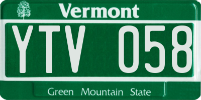 VT license plate YTV058