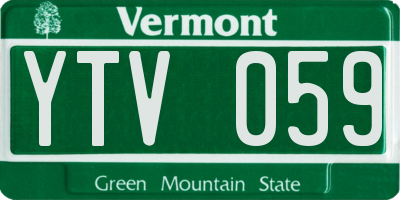 VT license plate YTV059