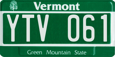 VT license plate YTV061