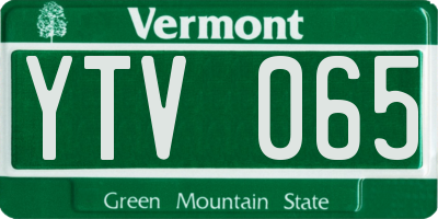 VT license plate YTV065