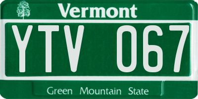 VT license plate YTV067