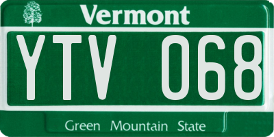 VT license plate YTV068