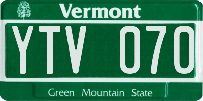 VT license plate YTV070