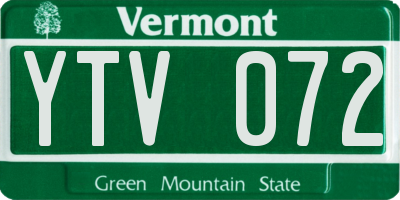 VT license plate YTV072