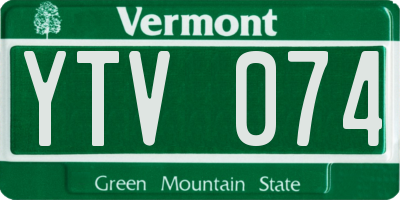VT license plate YTV074