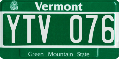 VT license plate YTV076