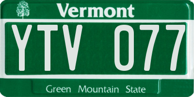 VT license plate YTV077