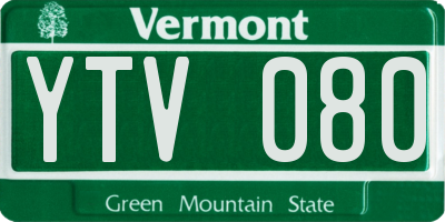 VT license plate YTV080
