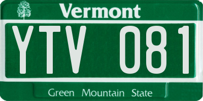 VT license plate YTV081