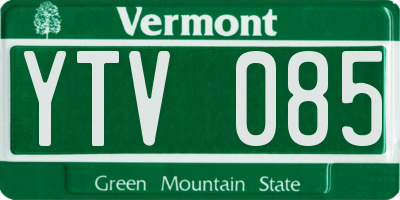 VT license plate YTV085