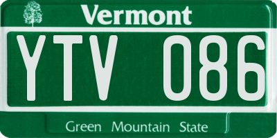 VT license plate YTV086