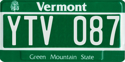 VT license plate YTV087