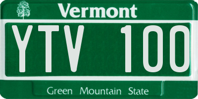 VT license plate YTV100