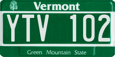 VT license plate YTV102